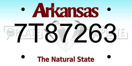 7T87263 Arkansas License Plate