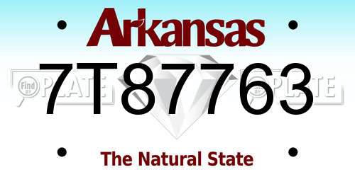 7T87763 Arkansas License Plate
