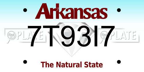 7T93I7 Arkansas License Plate