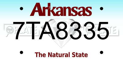 7TA8335 Arkansas License Plate