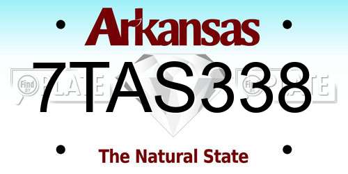 7TAS338 Arkansas License Plate