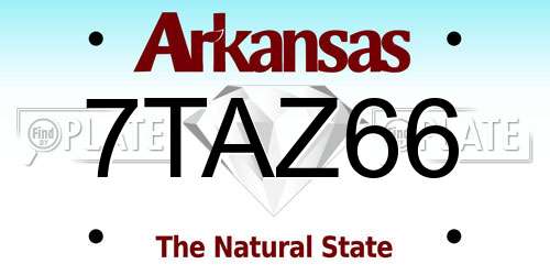 7TAZ66 Arkansas License Plate