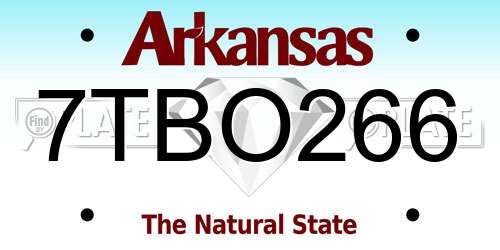 7TBO266 Arkansas License Plate