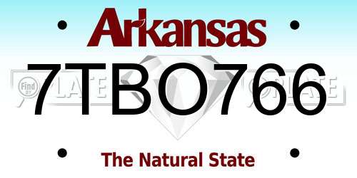 7TBO766 Arkansas License Plate
