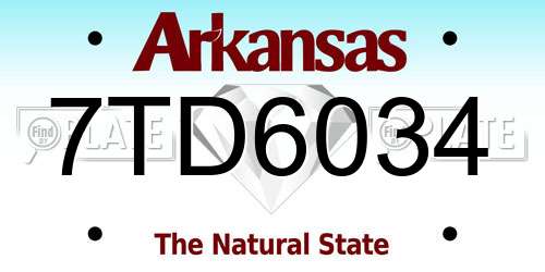 7TD6034 Arkansas License Plate