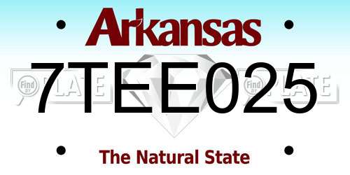 7TEE025 Arkansas License Plate