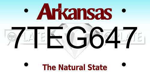 7TEG647 Arkansas License Plate
