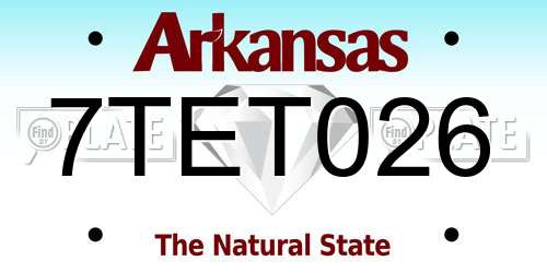 7TET026 Arkansas License Plate