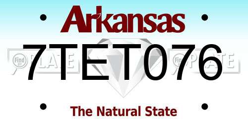 7TET076 Arkansas License Plate