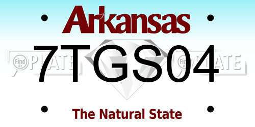 7TGS04 Arkansas License Plate