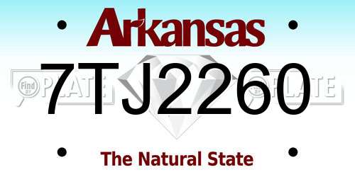 7TJ2260 Arkansas License Plate