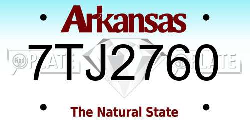 7TJ2760 Arkansas License Plate
