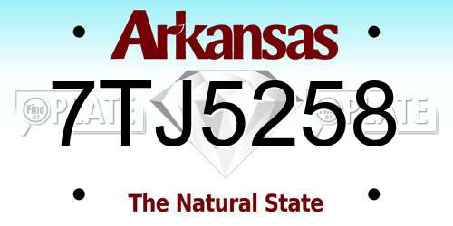 7TJ5258 Arkansas License Plate