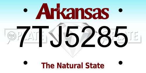 7TJ5285 Arkansas License Plate