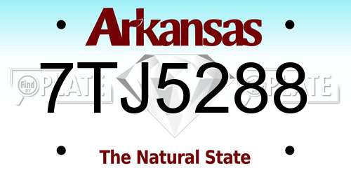7TJ5288 Arkansas License Plate