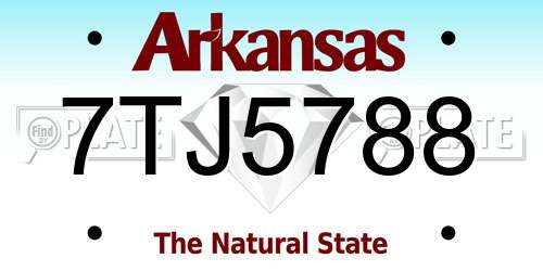 7TJ5788 Arkansas License Plate