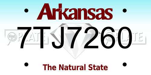 7TJ7260 Arkansas License Plate