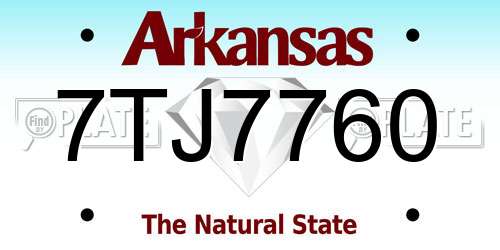 7TJ7760 Arkansas License Plate