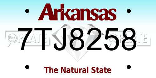 7TJ8258 Arkansas License Plate
