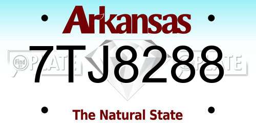 7TJ8288 Arkansas License Plate