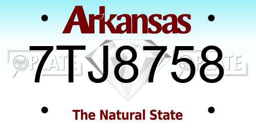 7TJ8758 Arkansas License Plate