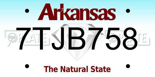 7TJB758 Arkansas License Plate