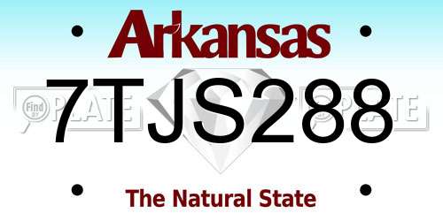 7TJS288 Arkansas License Plate