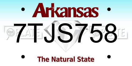 7TJS758 Arkansas License Plate