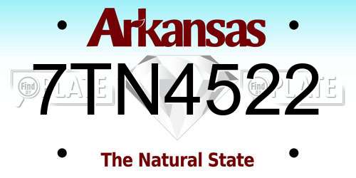 7TN4522 Arkansas License Plate