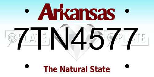 7TN4577 Arkansas License Plate