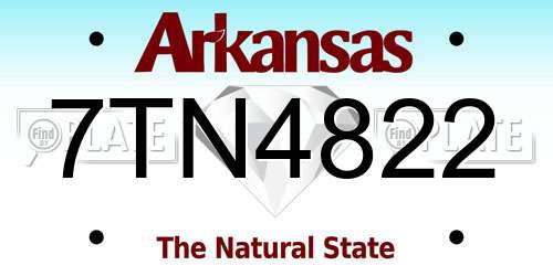 7TN4822 Arkansas License Plate