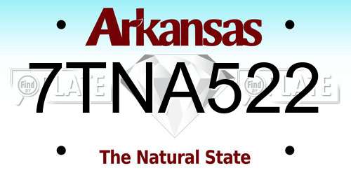 7TNA522 Arkansas License Plate