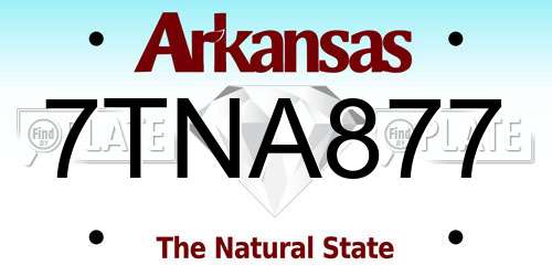 7TNA877 Arkansas License Plate