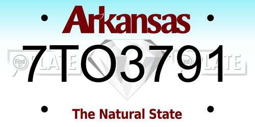 7TO3791 Arkansas License Plate