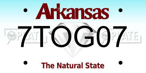 7TOG07 Arkansas License Plate