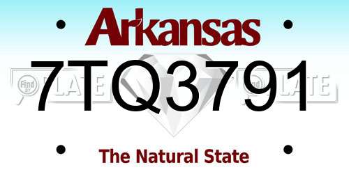 7TQ3791 Arkansas License Plate