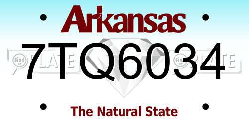 7TQ6034 Arkansas License Plate