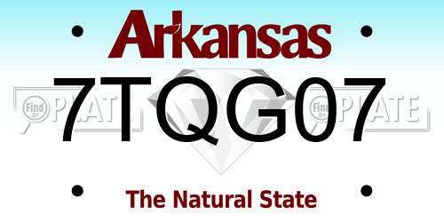 7TQG07 Arkansas License Plate
