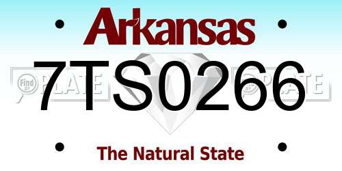 7TS0266 Arkansas License Plate