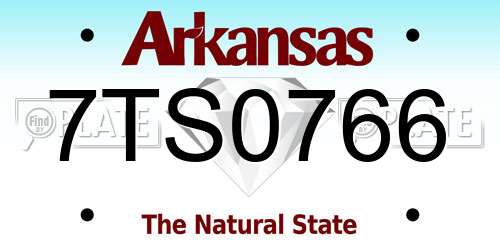 7TS0766 Arkansas License Plate