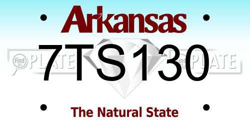 7TS130 Arkansas License Plate