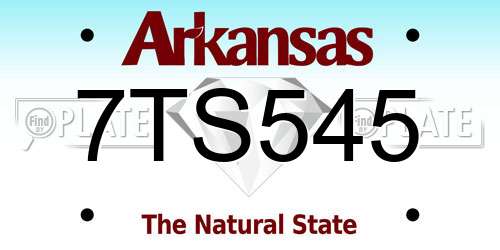 7TS545 Arkansas License Plate