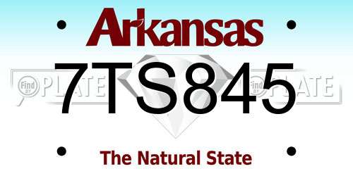 7TS845 Arkansas License Plate