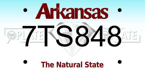 7TS848 Arkansas License Plate