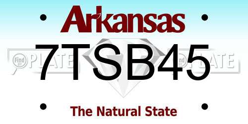 7TSB45 Arkansas License Plate