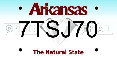 7TSJ70 Arkansas License Plate