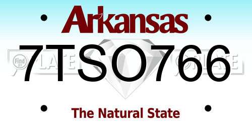7TSO766 Arkansas License Plate