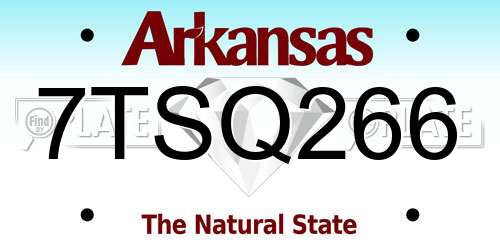 7TSQ266 Arkansas License Plate