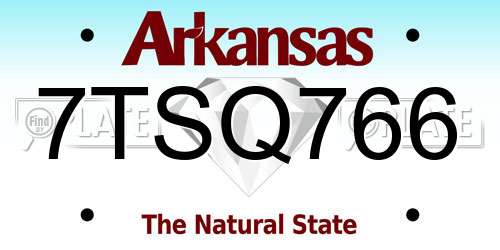 7TSQ766 Arkansas License Plate