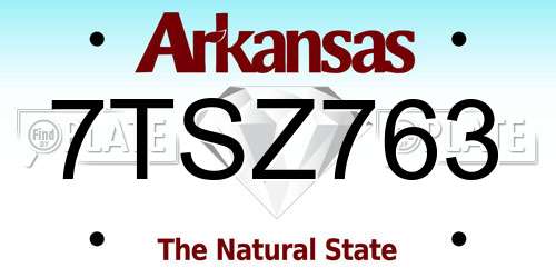 7TSZ763 Arkansas License Plate